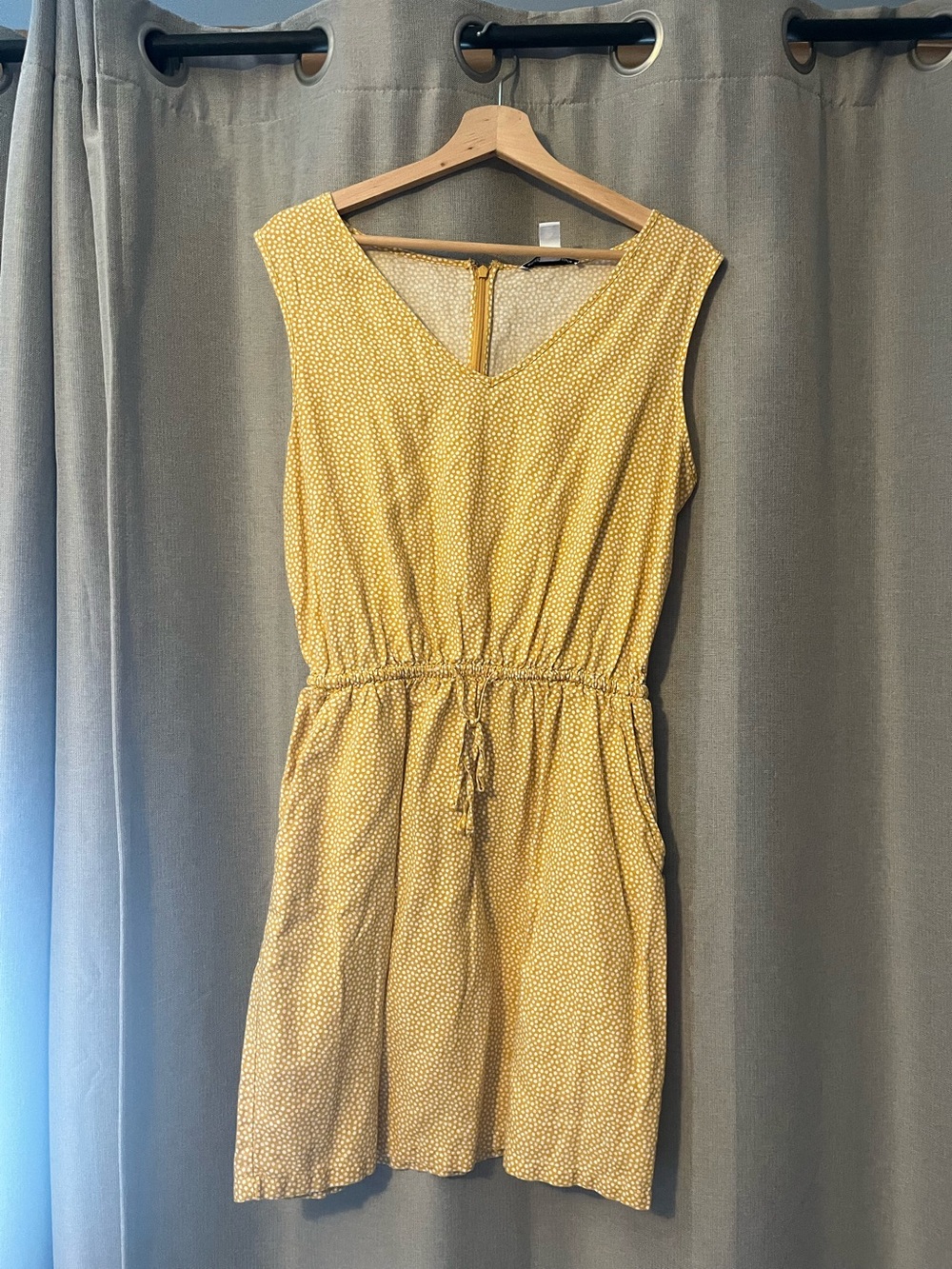 Amazon Essentials Yellow Sleeveless Drawstring Mini Dress